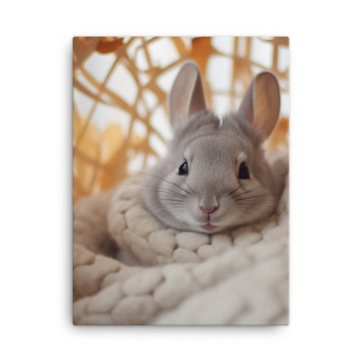 Chinchilla Bunny in a Cozy Setting Canvas - PosterfyAI.com