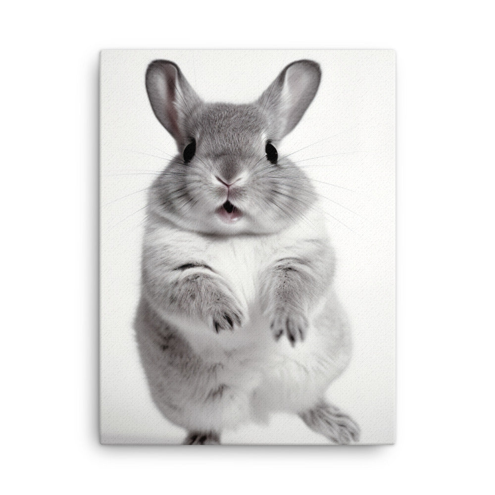 Chinchilla Bunny Enjoying a Playful Hop Canvas - PosterfyAI.com