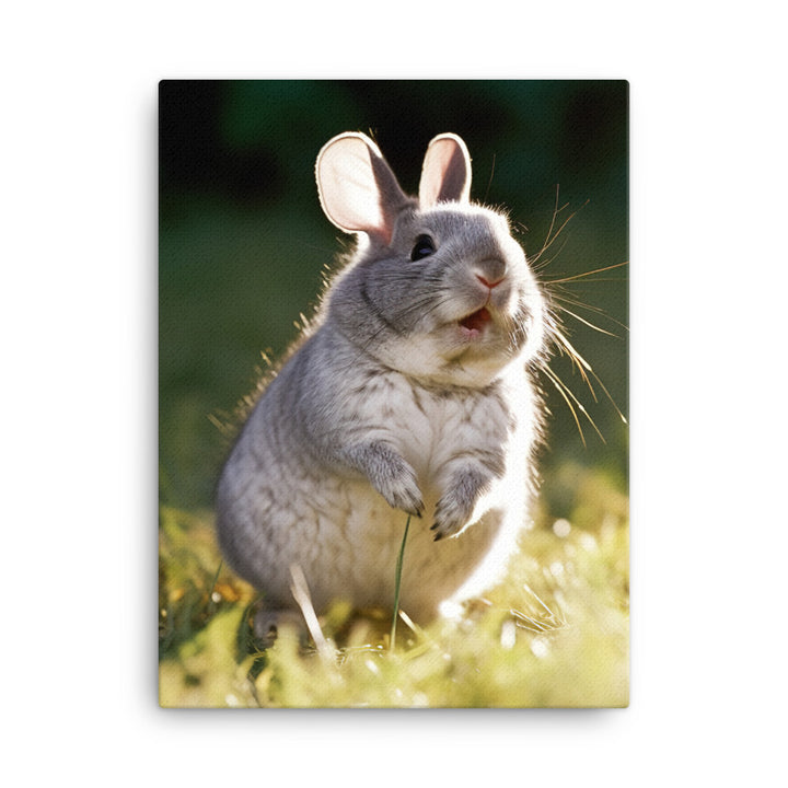 Chinchilla Bunny Enjoying a Playful Hop Canvas - PosterfyAI.com
