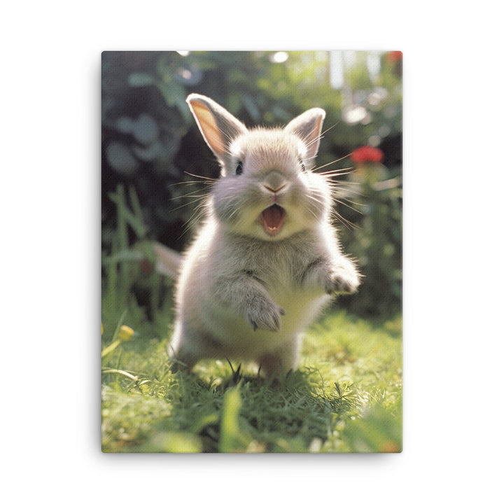 Britannia Petite Bunny Enjoying a Playful Hop Canvas - PosterfyAI.com