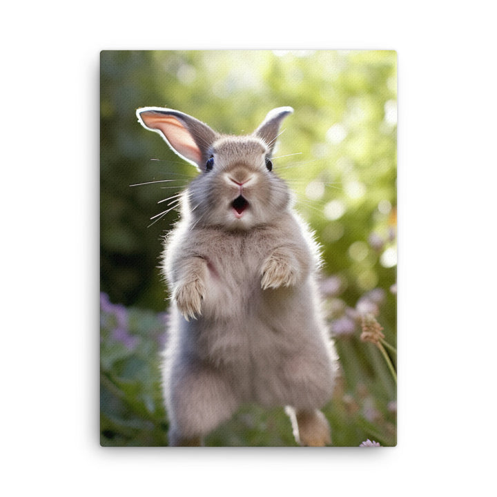 Britannia Petite Bunny Enjoying a Playful Hop Canvas - PosterfyAI.com