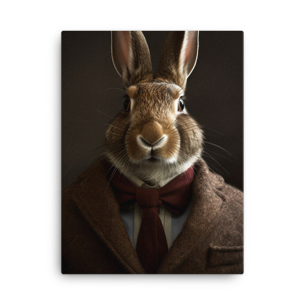 Belgian Hare with a Fashionable Pose Canvas - PosterfyAI.com