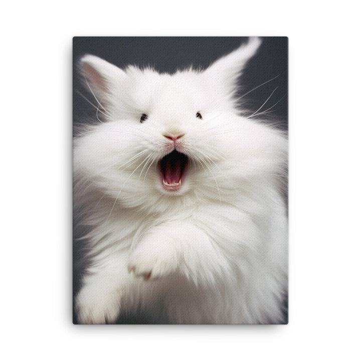 Angora Bunny with a Playful Expression Canvas - PosterfyAI.com