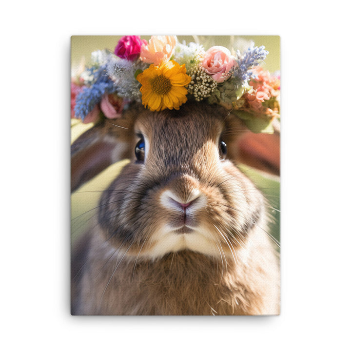 American Bunny with a Crown Canvas - PosterfyAI.com