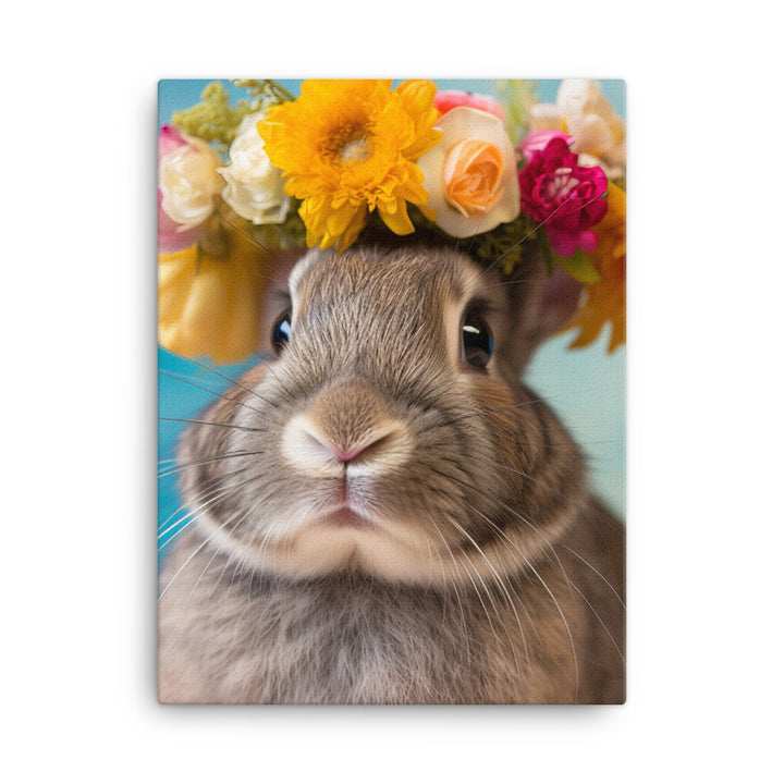 American Bunny with a Crown Canvas - PosterfyAI.com