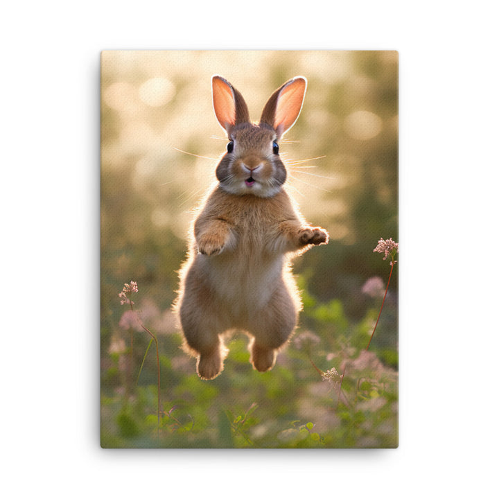 American Bunny Enjoying a Playful Hop Canvas - PosterfyAI.com