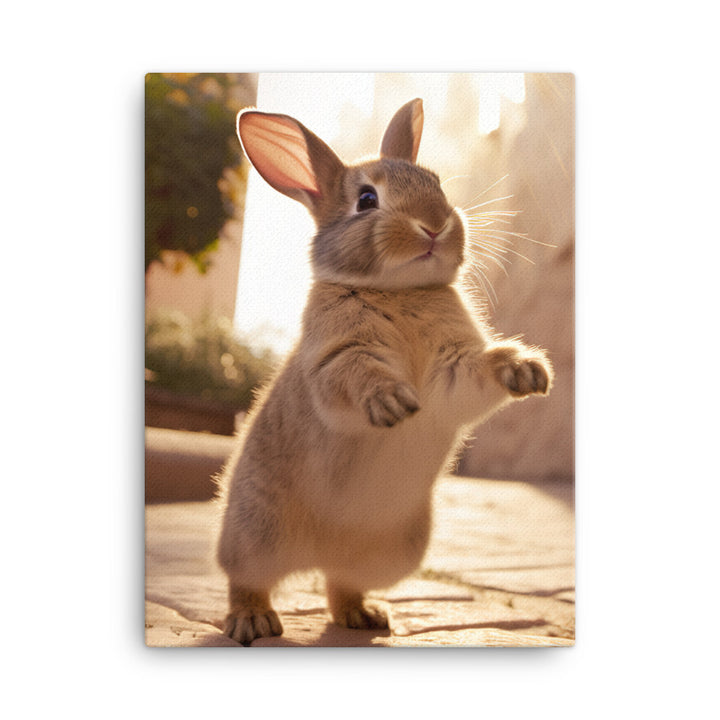 American Bunny Enjoying a Playful Hop Canvas - PosterfyAI.com