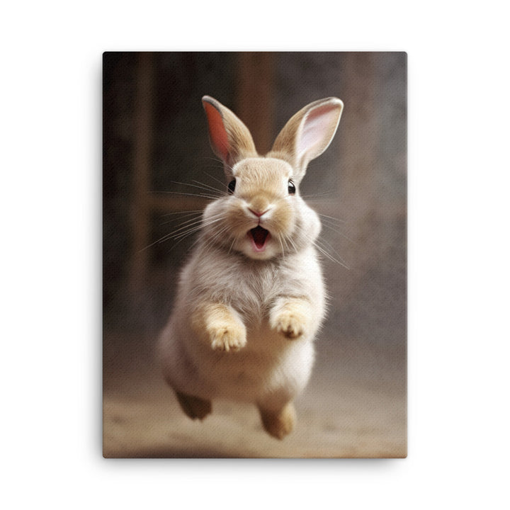 American Bunny Enjoying a Playful Hop Canvas - PosterfyAI.com