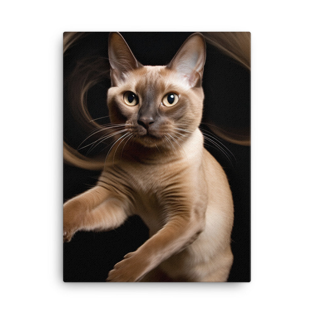 Tonkinese Cat in Action Canvas - PosterfyAI.com