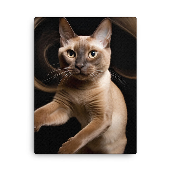 Tonkinese Cat in Action Canvas - PosterfyAI.com