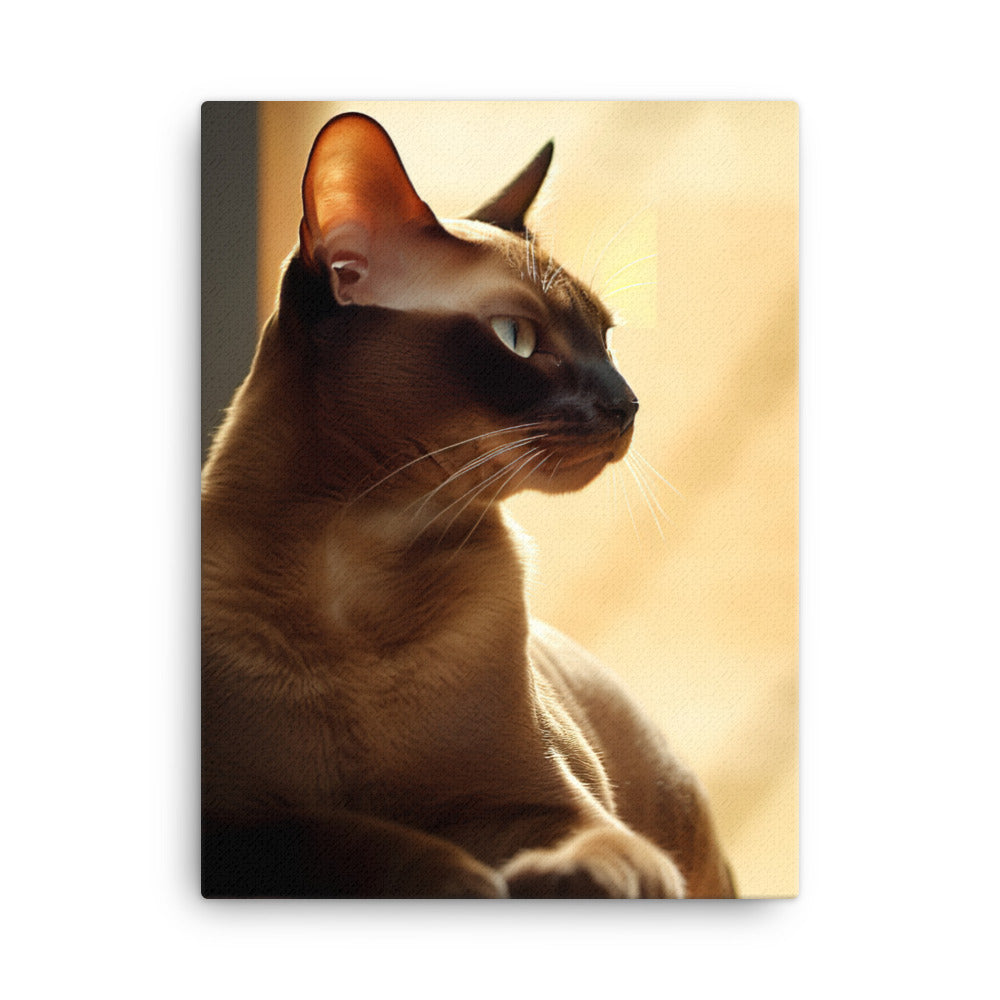 Tranquil Moments of Burmese Cat Canvas - PosterfyAI.com