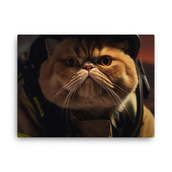 Exotic Shorthair Firefighter Canvas - PosterfyAI.com