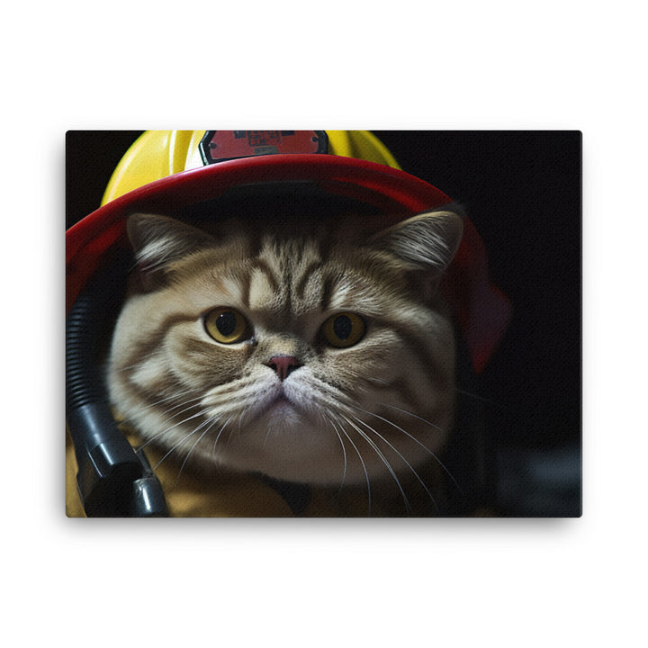 Exotic Shorthair Firefighter Canvas - PosterfyAI.com