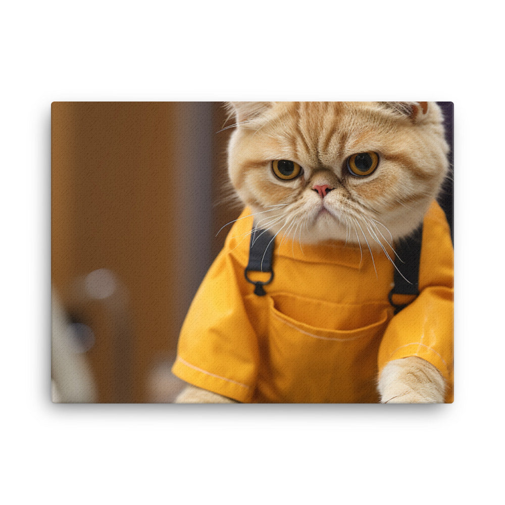 Exotic Shorthair Janitor Canvas - PosterfyAI.com