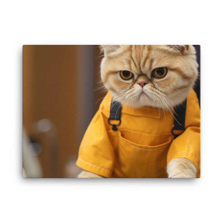 Exotic Shorthair Janitor Canvas - PosterfyAI.com