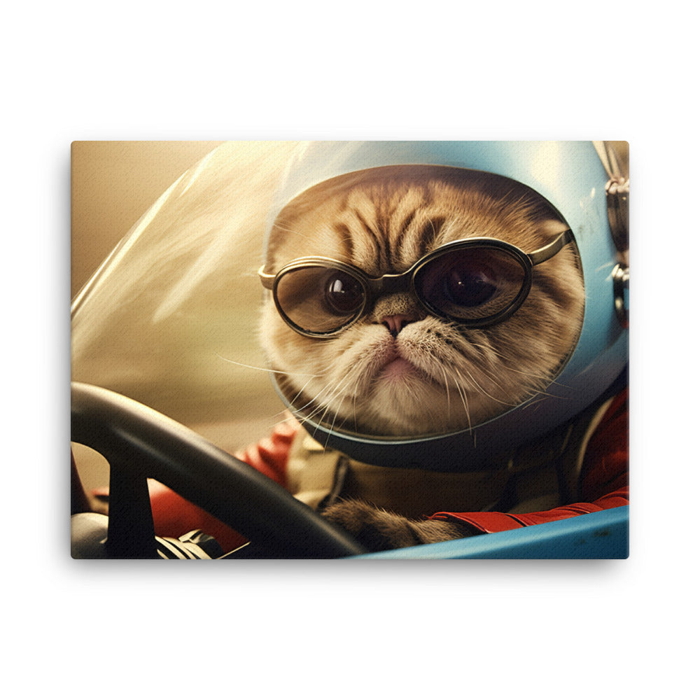 Exotic Shorthair Motorsport Athlete Canvas - PosterfyAI.com