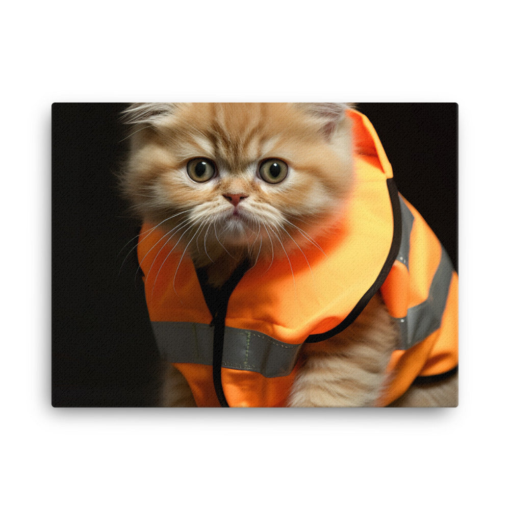 Exotic Shorthair Security Officer Canvas - PosterfyAI.com