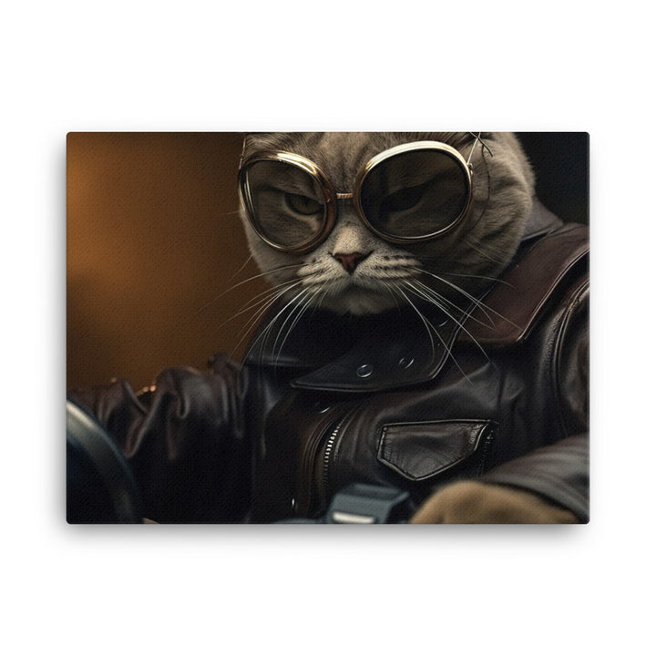 British Shorthair Superbike Athlete Canvas - PosterfyAI.com