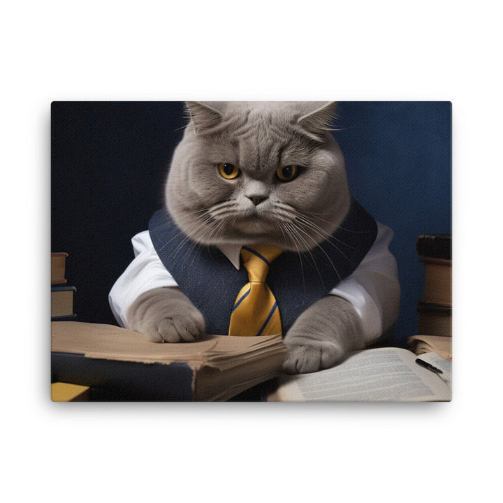 British Shorthair Student Canvas - PosterfyAI.com
