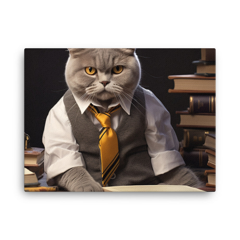 British Shorthair Student Canvas - PosterfyAI.com