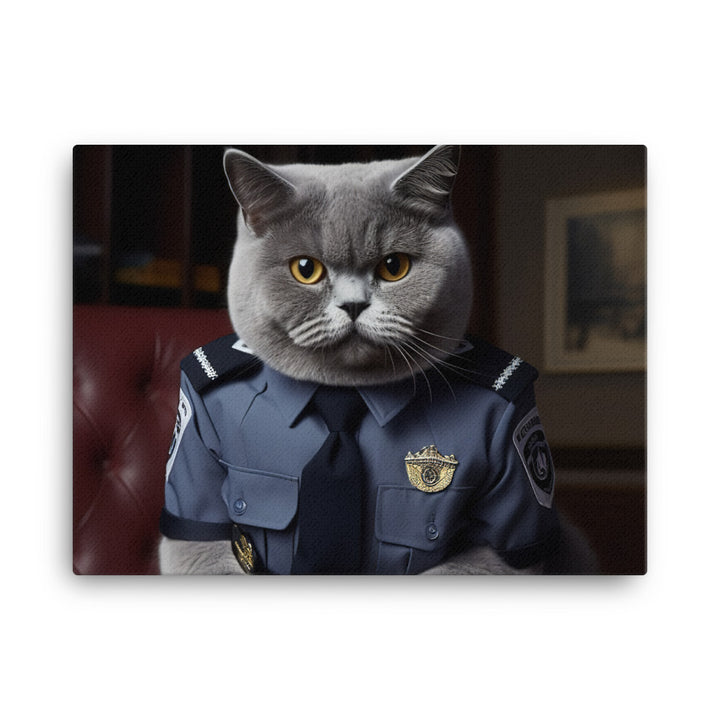 British Shorthair Security Officer Canvas - PosterfyAI.com