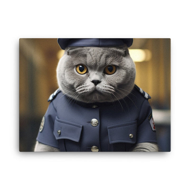 British Shorthair Prison Officer Canvas - PosterfyAI.com