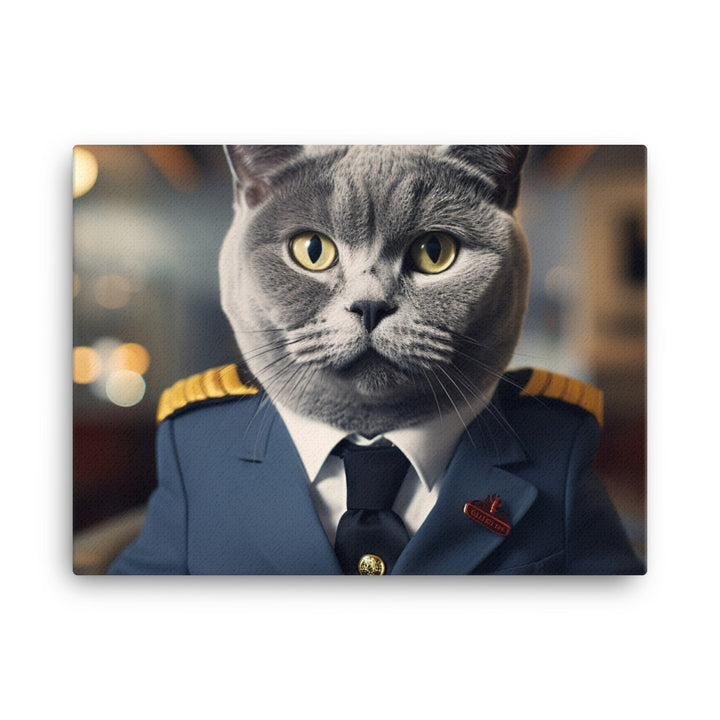 British Shorthair Pilot Canvas - PosterfyAI.com