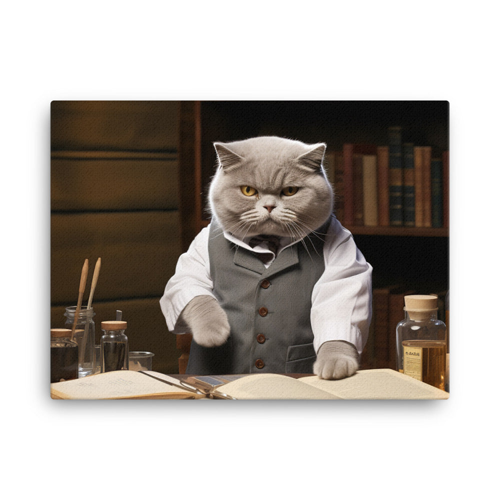 British Shorthair Pharmacist Canvas - PosterfyAI.com