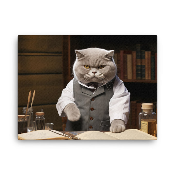 British Shorthair Pharmacist Canvas - PosterfyAI.com
