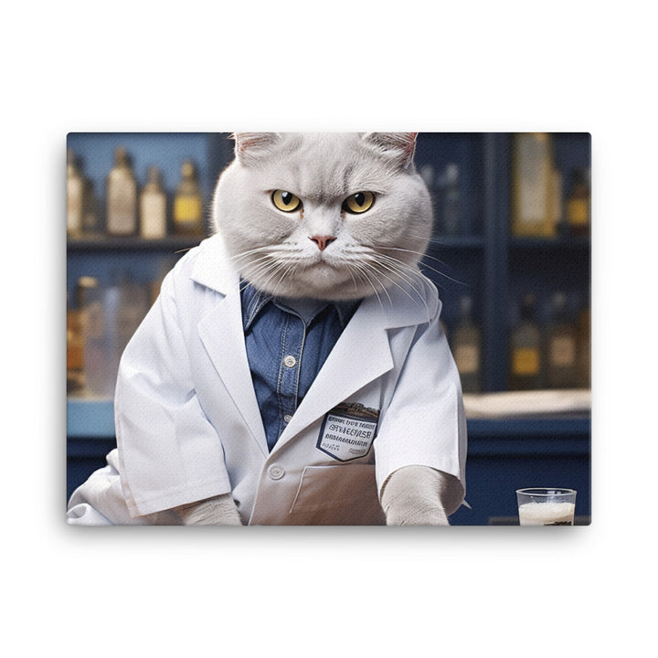 British Shorthair Pharmacist Canvas - PosterfyAI.com
