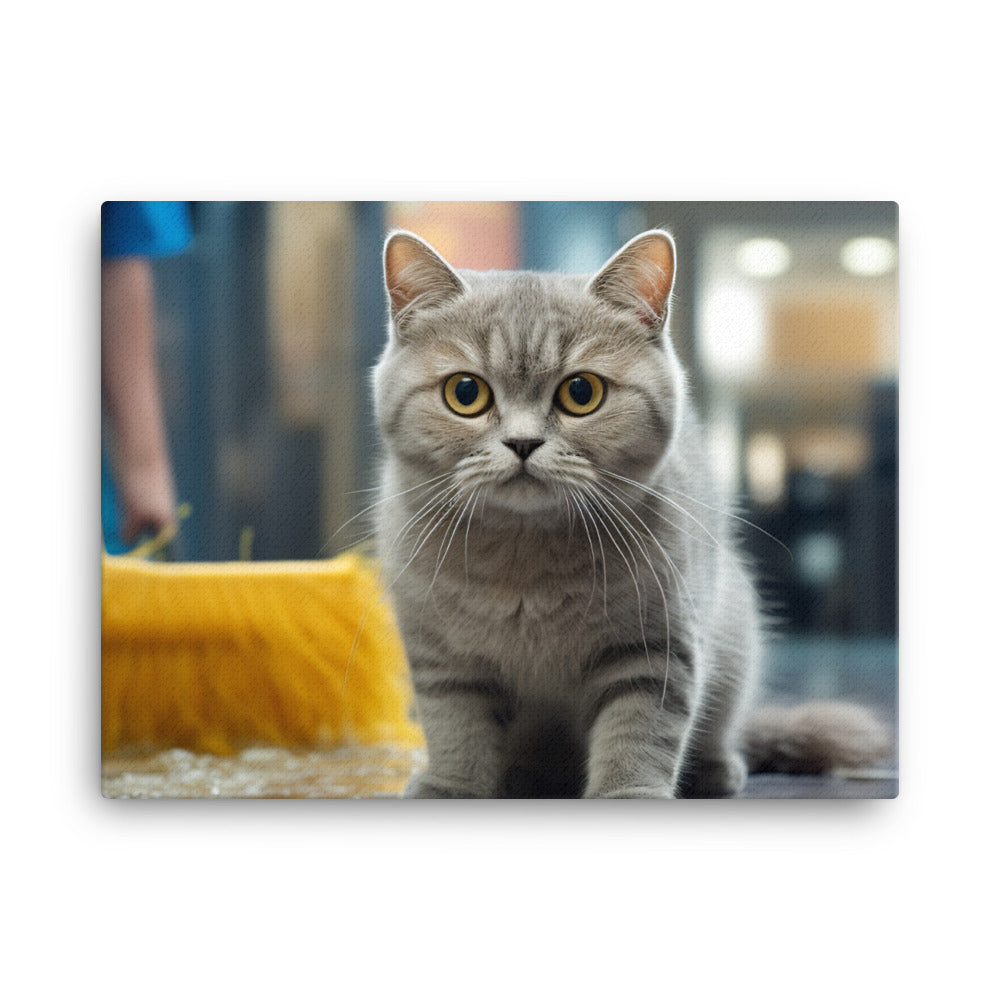 British Shorthair Janitor Canvas - PosterfyAI.com