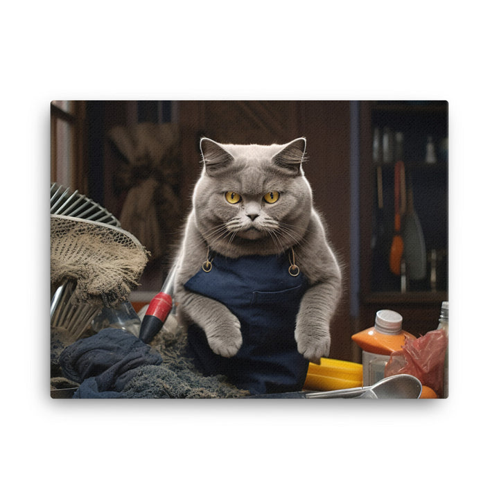 British Shorthair Janitor Canvas - PosterfyAI.com