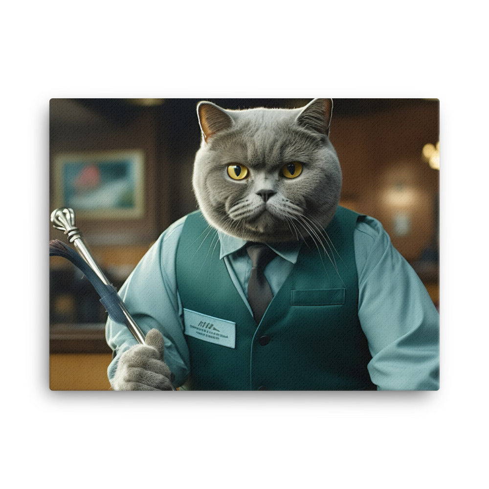 British Shorthair Janitor Canvas - PosterfyAI.com