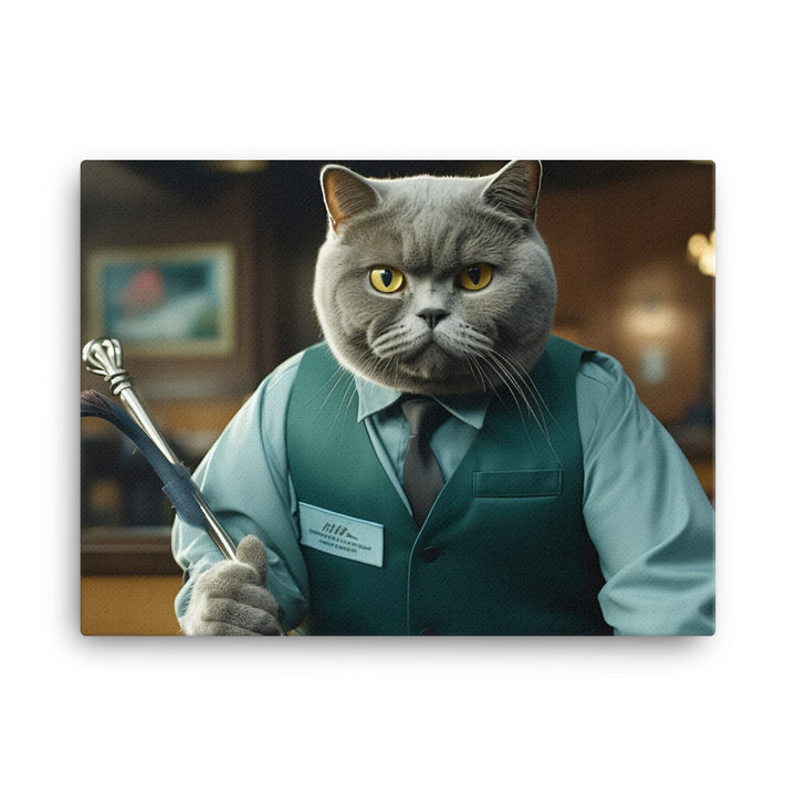 British Shorthair Janitor Canvas - PosterfyAI.com