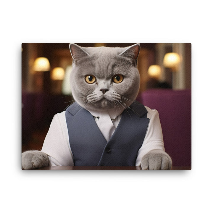 British Shorthair Hotel Staff Canvas - PosterfyAI.com