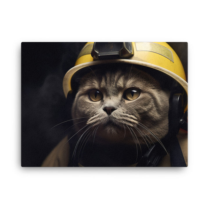 British Shorthair Firefighter Canvas - PosterfyAI.com