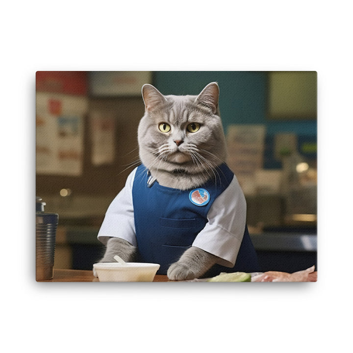 British Shorthair Fast Food Crew Canvas - PosterfyAI.com
