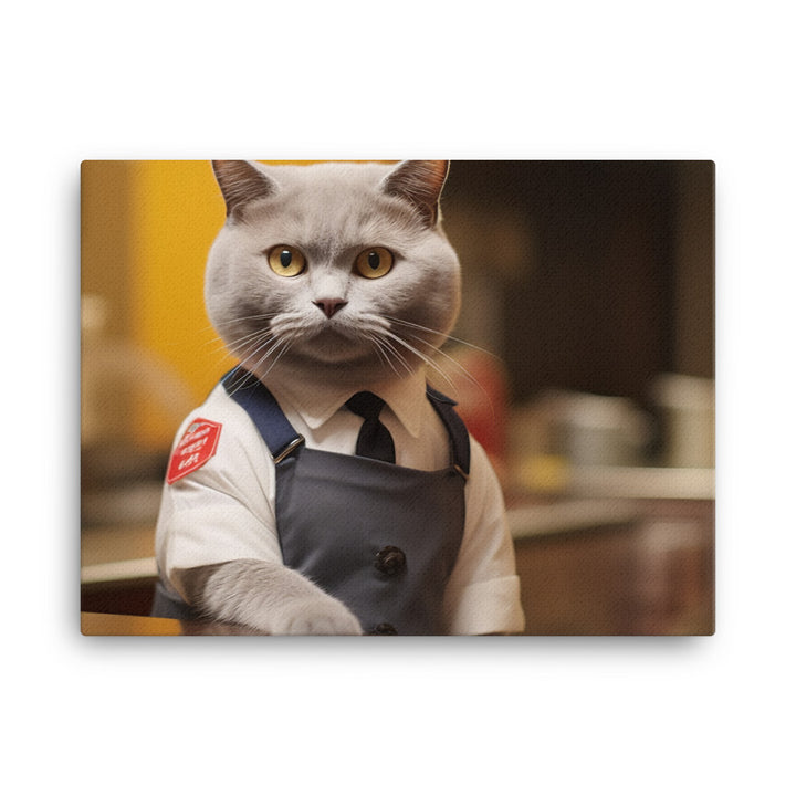 British Shorthair Fast Food Crew Canvas - PosterfyAI.com