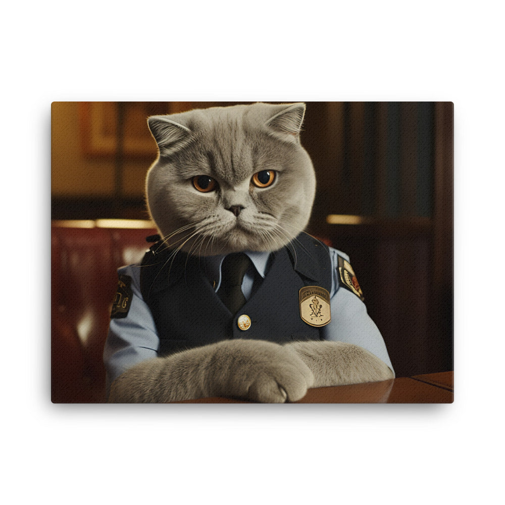 Scottish Fold Security Officer Canvas - PosterfyAI.com