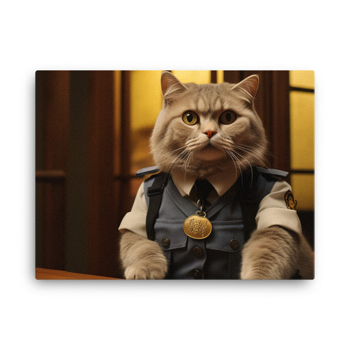 Scottish Fold Security Officer Canvas - PosterfyAI.com