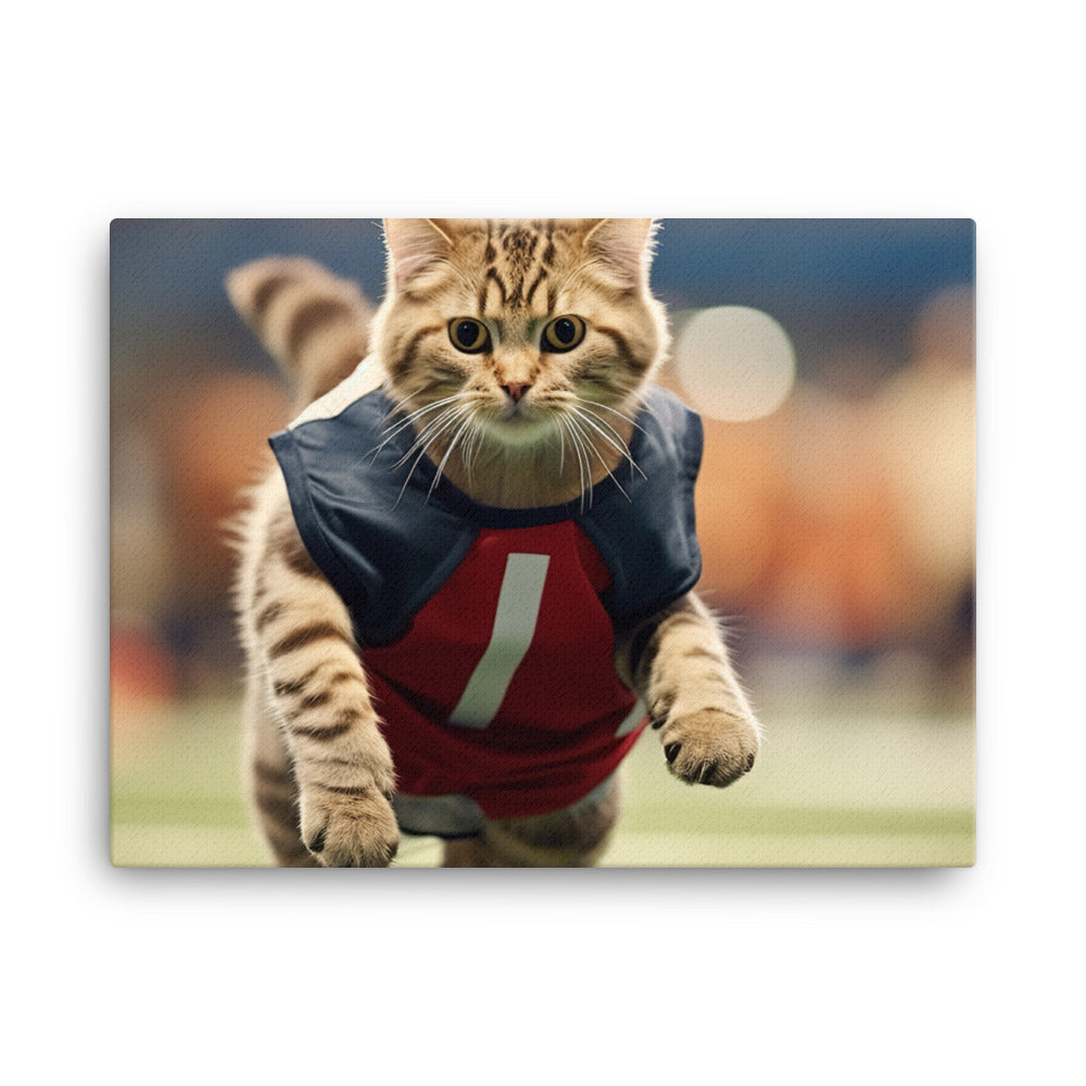 Scottish Fold Football Player Canvas - PosterfyAI.com
