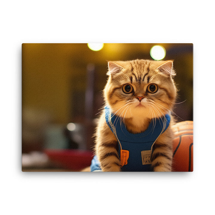 Scottish Fold Basketball Player Canvas - PosterfyAI.com