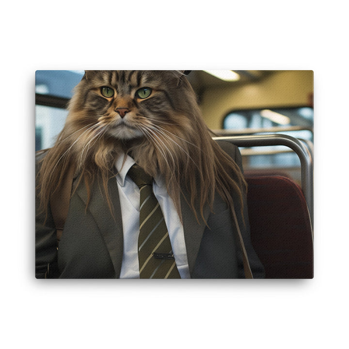 Maine Coon Transit Operator Canvas - PosterfyAI.com