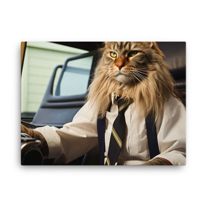 Maine Coon Transit Operator Canvas - PosterfyAI.com