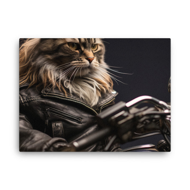 Maine Coon Superbike Athlete Canvas - PosterfyAI.com