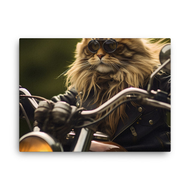 Maine Coon Superbike Athlete Canvas - PosterfyAI.com