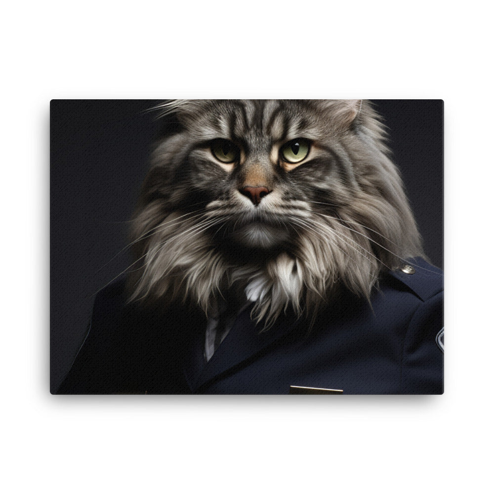 Maine Coon Security Officer Canvas - PosterfyAI.com