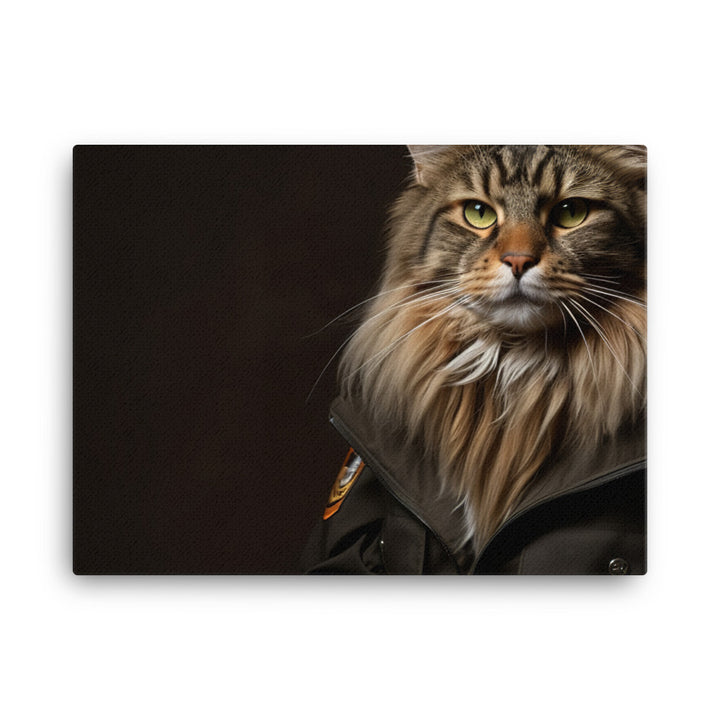 Maine Coon Security Officer Canvas - PosterfyAI.com