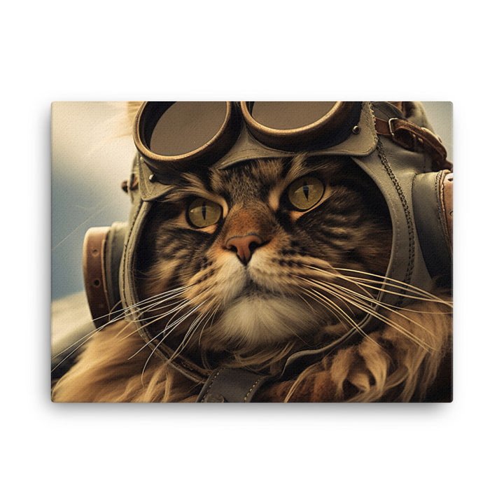 Maine Coon Pilot Canvas - PosterfyAI.com