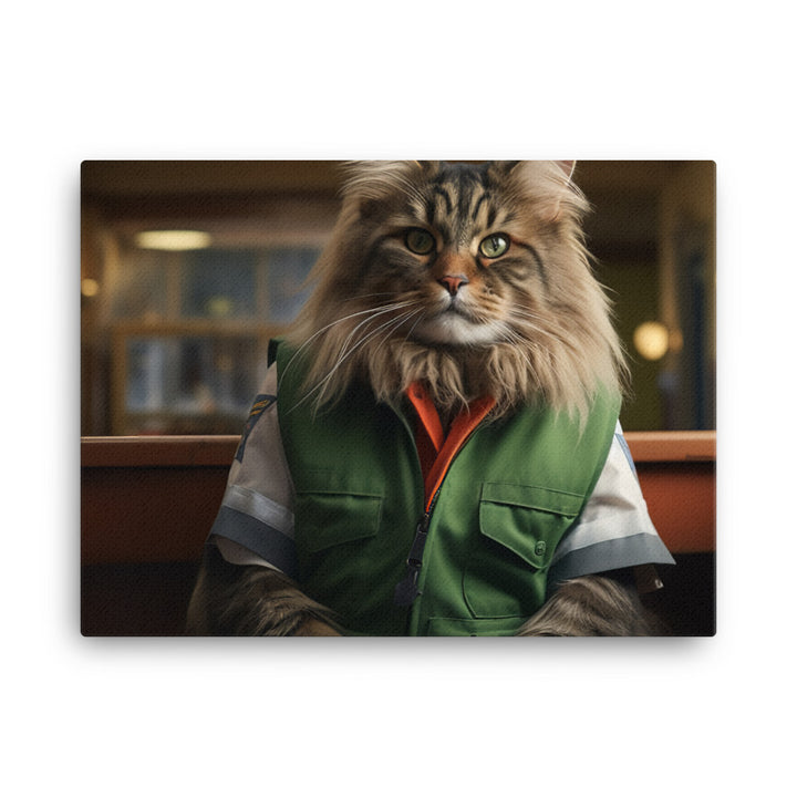 Maine Coon Janitor Canvas - PosterfyAI.com